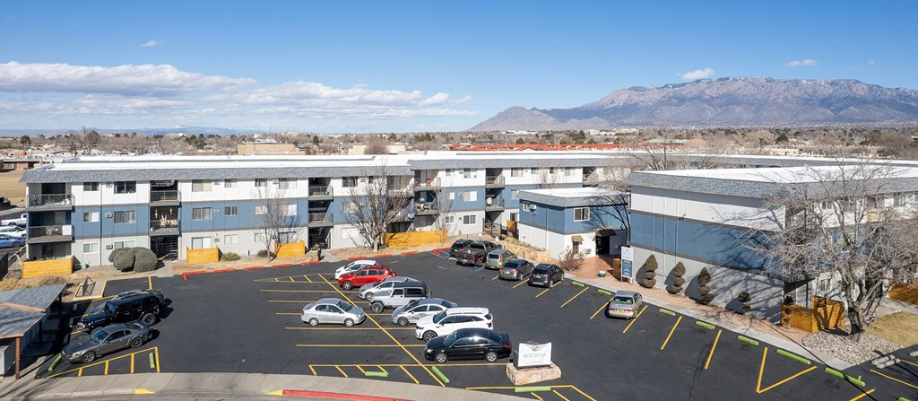 Parking Lot of Encanto Lofts in Albuquerque New Mexico